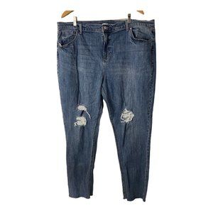 COPY - Old Navy Boyfriend Distressed Medium Wash Raw Hem Jeans Size 20 Tall